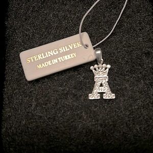 Sterling Silver Letter ‘A’ Crown Pendant